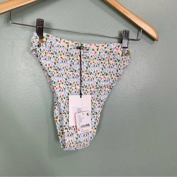 Free People Aila Blue Dandy Garden Swim‎ Bikini Bottoms Blue M